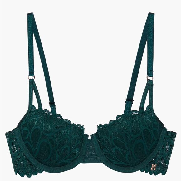 Savage X Fenty Savage Not Sorry Unlined Lace Balconette Underworld Green Bra